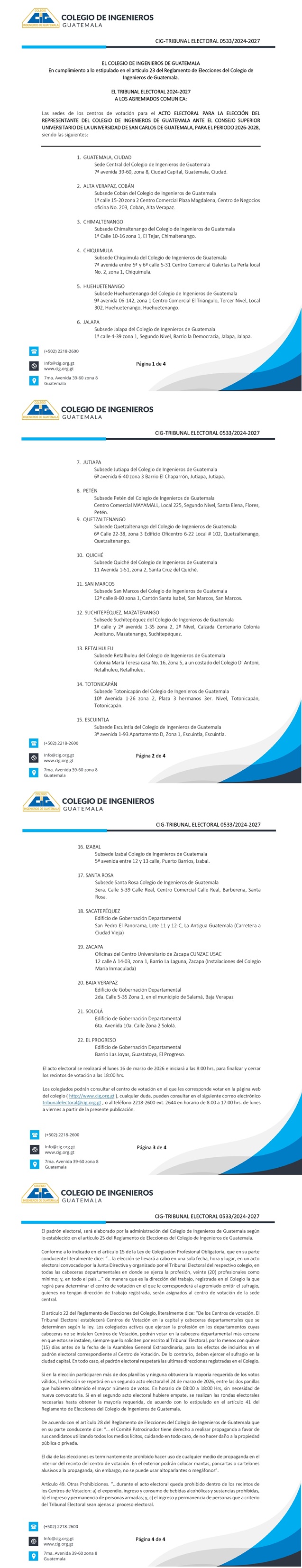 Centros de votación 2026